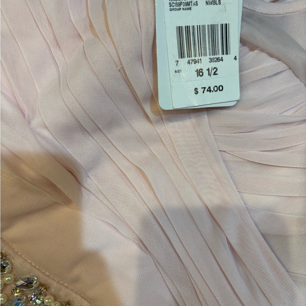 Soft Pink Crystal Pearl Chiffon Girl 16.5 Halter Top Long Dress BRAND NEW w/ TAG - Picture 4 of 4